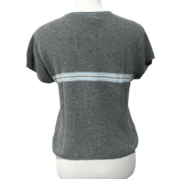 Vintage 90’s Y2K Women’s Sweater Short Sleeve Striped Carolina Colours Sz L - Picture 4 of 8